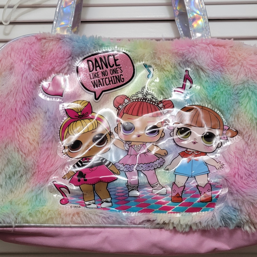 L.O.L. Surprise! Bright Pink Tote With Fur Dance/Gym Bag A Girls Must Have Bag